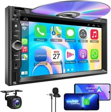 Double Din Car Stereo with CD/DVD Player CarPlay Android Auto GPS Bluetooth USB