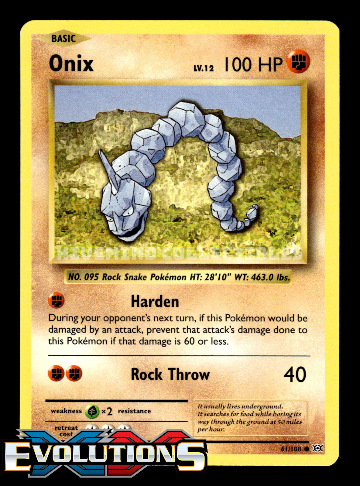 Onix 61/108 XY Evolutions Non Holo Pokemon Card