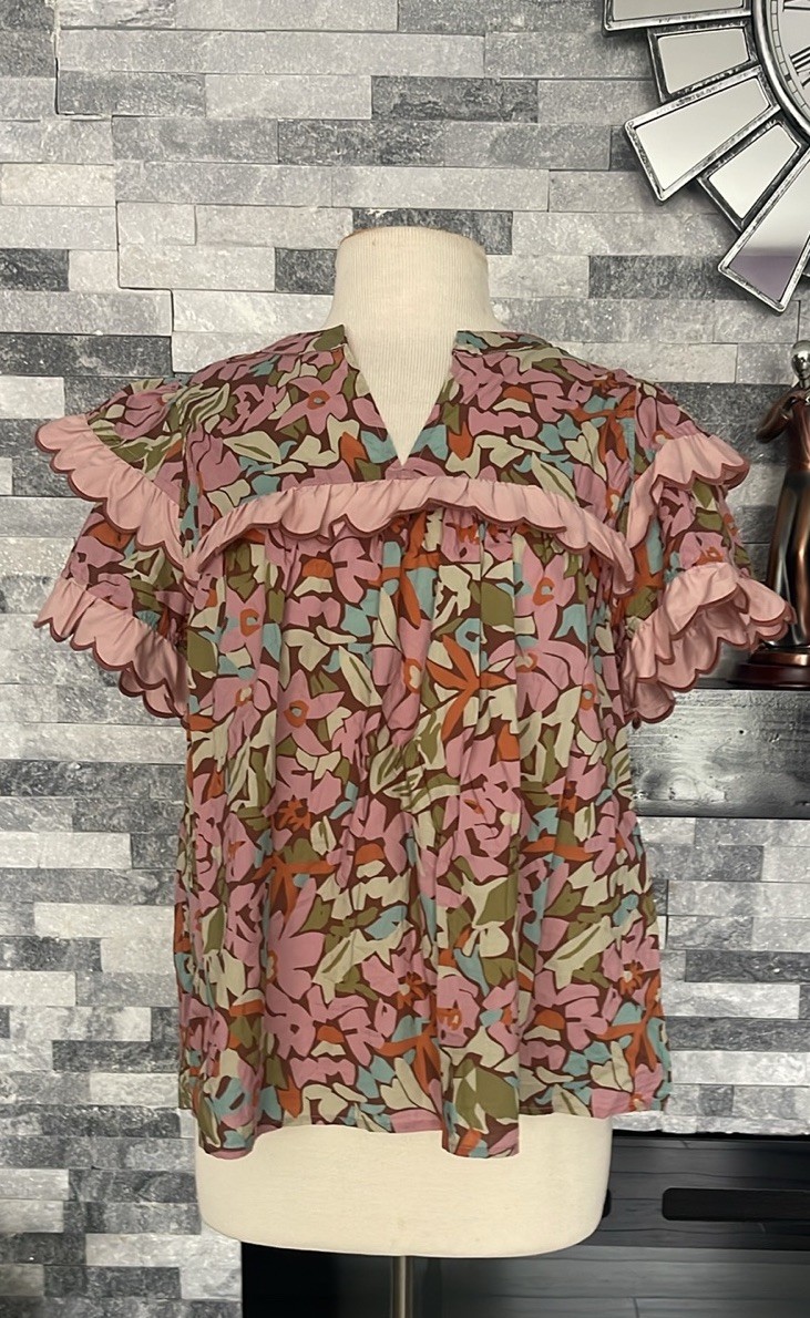 H Homebody Embroidered 100% Cotton Blouse Size M Boutique