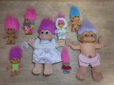 Vintage '90s Troll Doll Lot Of 9. Russ Berrie, Ace Novelty Treasure Troll, TNT