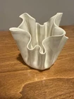 Vintage Camark USA Ruffled Vase – Ivory MCM Ceramic Handkerchief Style