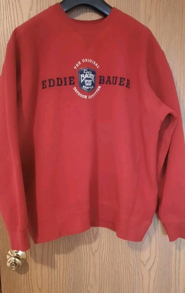Eddie Bauer Para Hombres Rojo Profundo Estampado Gráfico Cuello Redondo Polar Sudadera Talla 2XL Foto 3 de 4