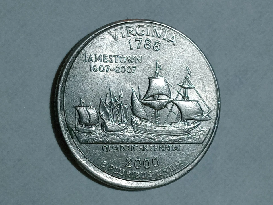 2000-P Virginia state quarter with off center planchet error - Image 3 of 4