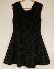 NWOT Ann Taylor LOFT Skater Dress 10 Black Textured Animal Print Sleeveless