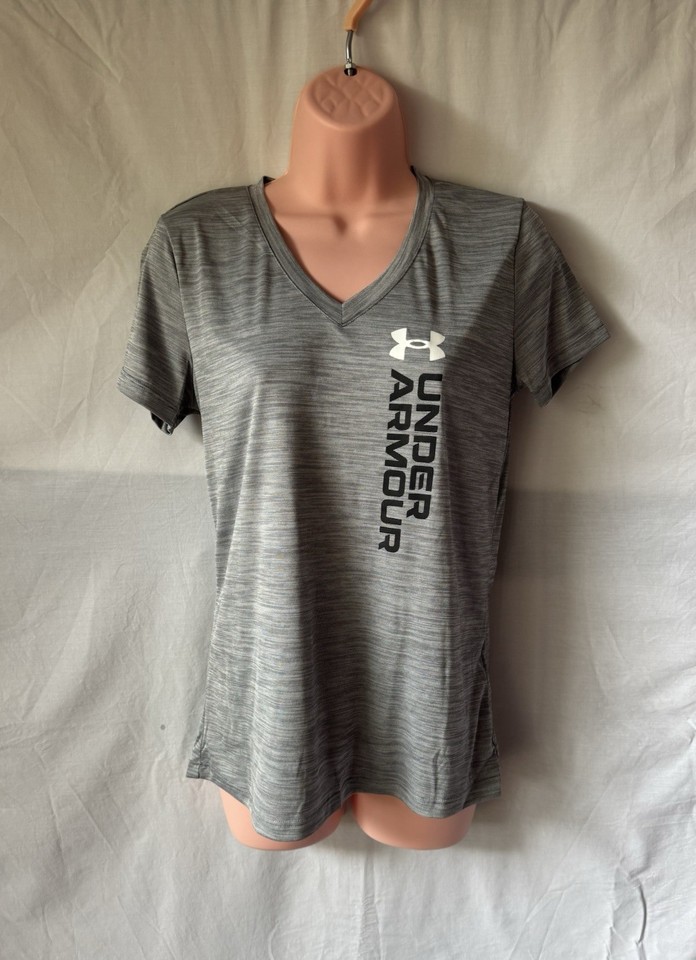 Under Armour Top Size S Grey Sports Running Shirt Short Sleeve 