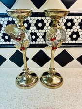 Wellesley Manor Candle Holders Holly Berry Glam Christmas Michael Aram-Style