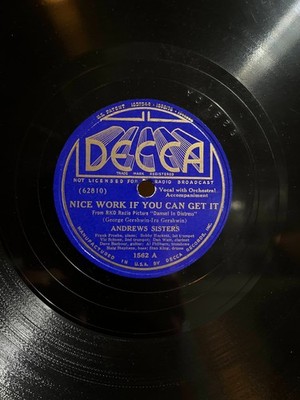 78 rpm Andrews Sisters Decca 1562 in E- Bei Mir Bist Du Schon