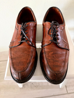 Allen Edmonds Wilbert Brown Leather Oxford Dress Shoes, Lace-Up Round Toe, 13 A
