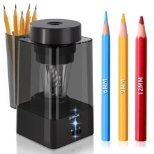 Full Automatic Electric Pencil Sharpener for Colored Pencils,Auto in & Out, R...