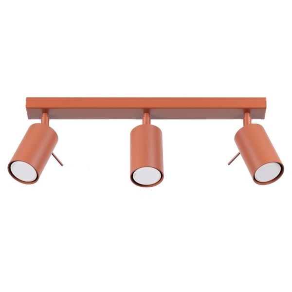 Plafonnier acier ocre rouge GU10 à 3 spots orientables Line pour design intérieur moderne