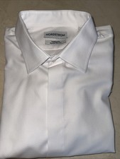 NOTDSTROM MENS COVERED PLACKET FORMAL/TUXEDO SHIRT SIZE 17/36-37 110