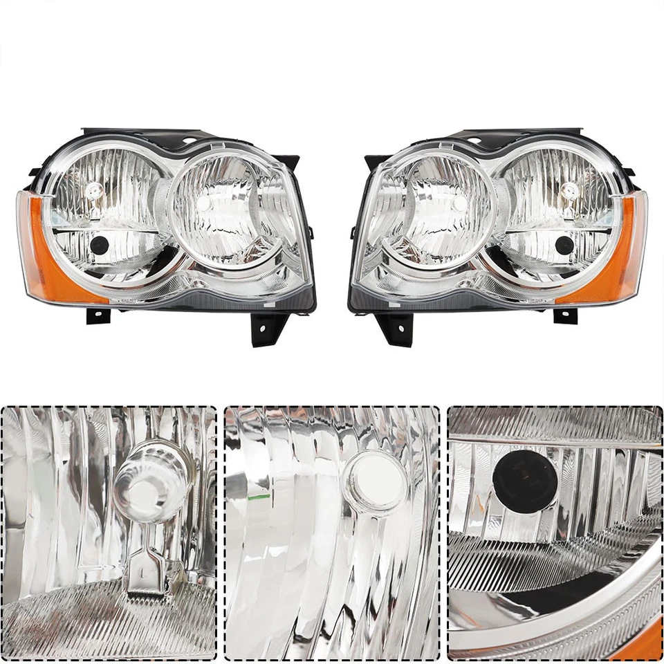 Faros faros izquierda+derecha para Jeep Grand Cherokee 2008-2010 cromo transparente Foto 4 de 4