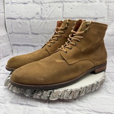 Vince Camuto Men's Tan Suede Lace-Up Ankle Dress Boots Side Zipper Size 13M