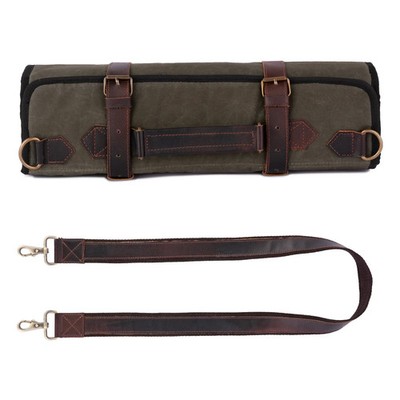 Handgefertigte 9 Taschen gewachstes Leder Messerrolle, Werkzeughalter, Aufbewahrungstasche