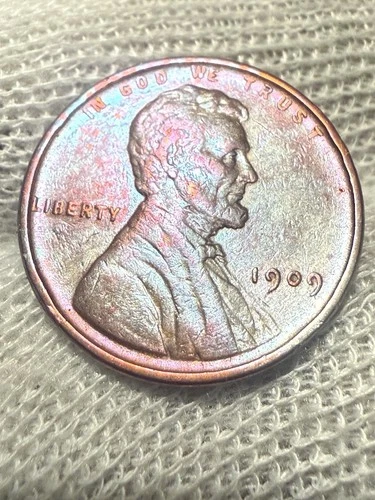 1909 VDB Philadelphia Mint Copper Lincoln Lustr AU +Wheat Cent High Grade Toned