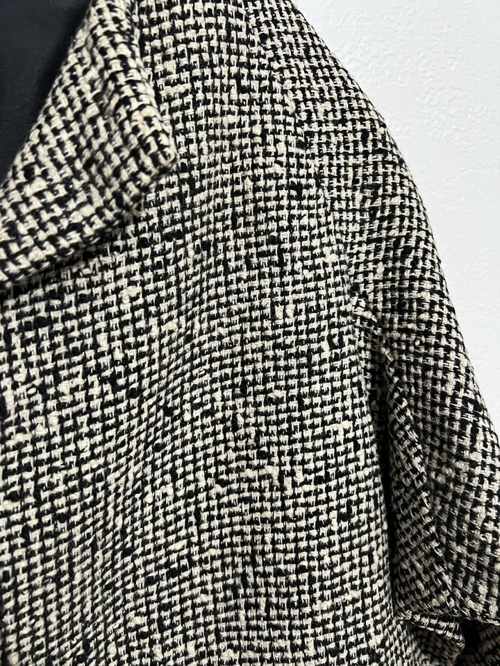 Vtg Tweed Cape Coat 1950s Blk What Houndstooth Audrey Hepburn Retro Mod M/L - Image 4 of 4