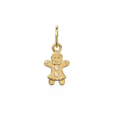 Lebkuchenmann massiv Gold Charm, Weihnachten Plätzchen Anhänger, Weihnachtsschmuck