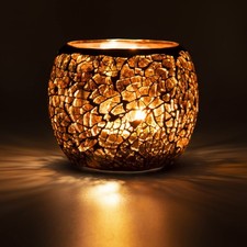 Scented Candle Holder Mosaic Glass Tea Light Holder,Handmade Romantic Glass T...