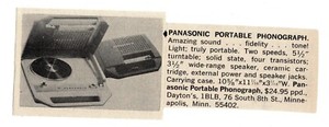 1968 PANASONIC Portable Phonograph Record Player Vintage Print Ad