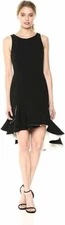 Halston Heritage Scoop Neck Dress With Flounce Skirt Black Size 10