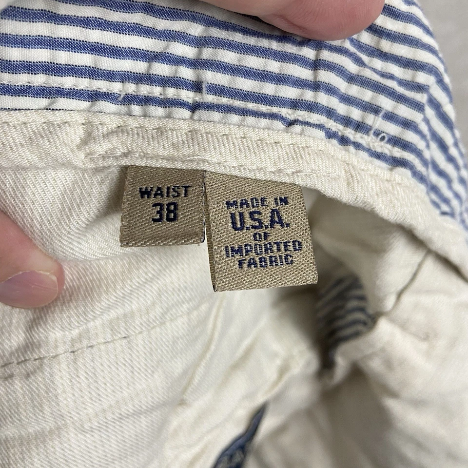 Bills Khakis Classic Fit Pleated Front Seersucker Pants Men’s 38 Navy White READ - Image 2 of 4