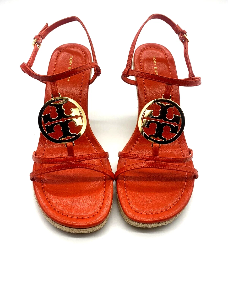 Tory Burch Capri Miller Medallion Wedge Espadrilles Size 7.5 US