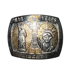 Vintage Liberty Sterling Treasury Belt Buckle 1886 1986 100 Years Liberty Lady