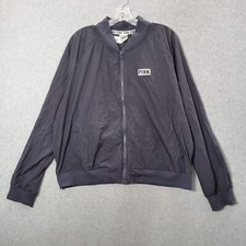 Pink Victorias Secret Women Jacket Large Black Track Mesh Logo Full Zip
