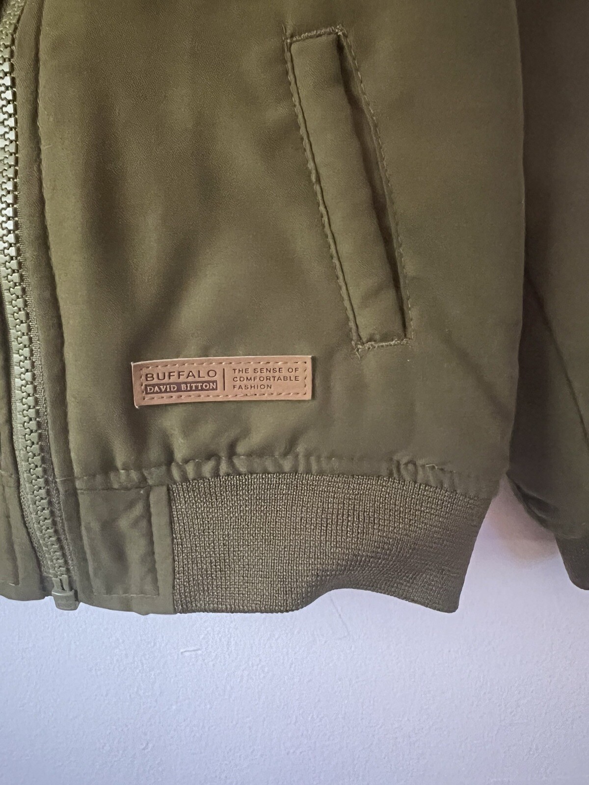 Buffalo David Bitton Bomber Jacket Girls 3T Toddler Green Pink Faux Fur Trim image 2