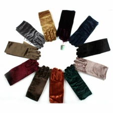 Women Girls Gold Velvet Gloves Etiquette Cycling Driving Touch Screen Mittens