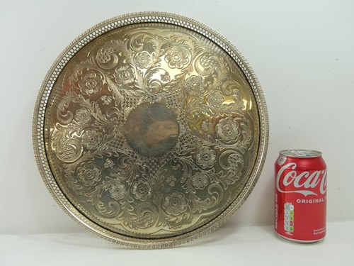 (RefJOH47) Silver plated round galleried tray 31.5cm diameter Alpha Plate Viners - Picture 7 of 7