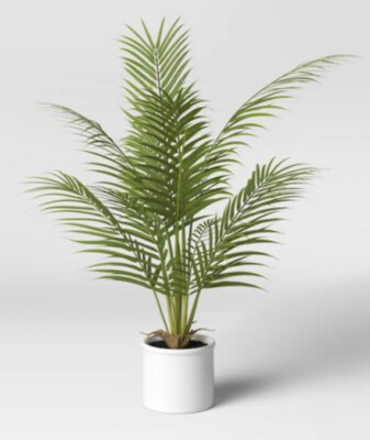 Kazeila Small Artificial Paradise Palm Tree 28 Inch Fake Areca Palm Plant,Faux