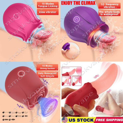 Waterproof-Clit-Licking-Vibrator-Tongue-Sucking-Nipple-licker-woman-Massager-US - Picture 1 of 58