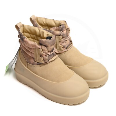 UGG Classic Mini Lace Mens Sz 7 WEA Smokescreen Waterproof Boots Removable Cover