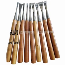 9pcs Different Chisel Cutter Beve Flat Round Graver, Violin Neck Carving knife