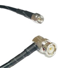RFC195 Silver SMA MALE to BNC MALE ANGLE Coax RF Cable USA Lot