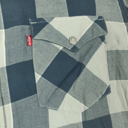 New York Yankees Levis Shirt Mens Large Blue Buffalo Plaid Western Snap NWT - Picture 3 of 13