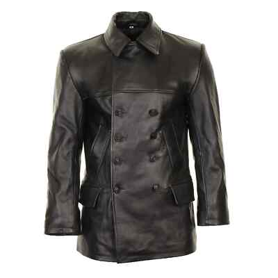 German Submariner WW2 Men's KRIEGSMARINE Cow Hide Black Leather