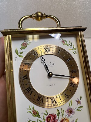 Rare Imhof Turler Swiss 8-Day Brass Carriage Painted Desk Mantle