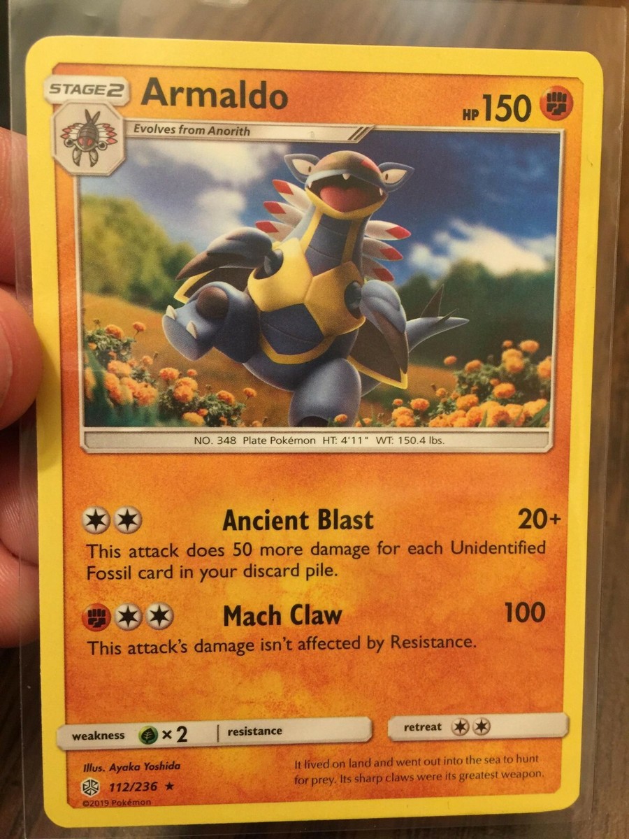 ARMALDO 2019 STAGE 2 RARE POKEMON CARD - COSMIC ECLIPSE - #112/236 FREE  SHIPPING