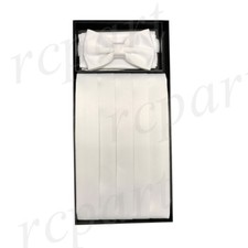 New Men's solid Polyester Cummerbund  Bowtie Set Formal Wedding Prom White