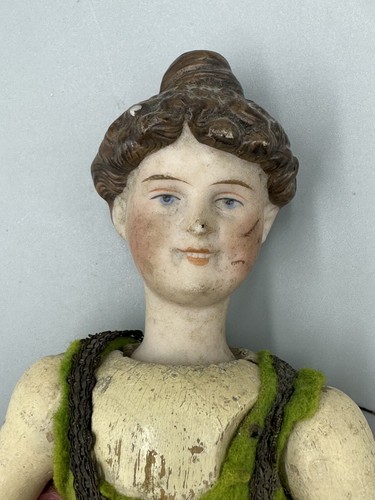Antique SCHOENHUT Acrobat CIRCUS LADY Wooden Jointed Toy Porcelain BISQUE HEAD - Imagen 3 de 16