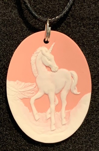 UNICORN CAMEO Necklace NEW Resin Hand 
