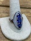 Vintage Donna Karan (DK) Blue Lab Sapphire & Sterling Silver Ring Sz. 12