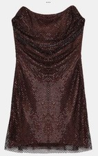 ZARA WOMAN SWEETHEART RED STRAPLESS SEQUIN DRESS AUBERGINE 4772/271/610 NEW