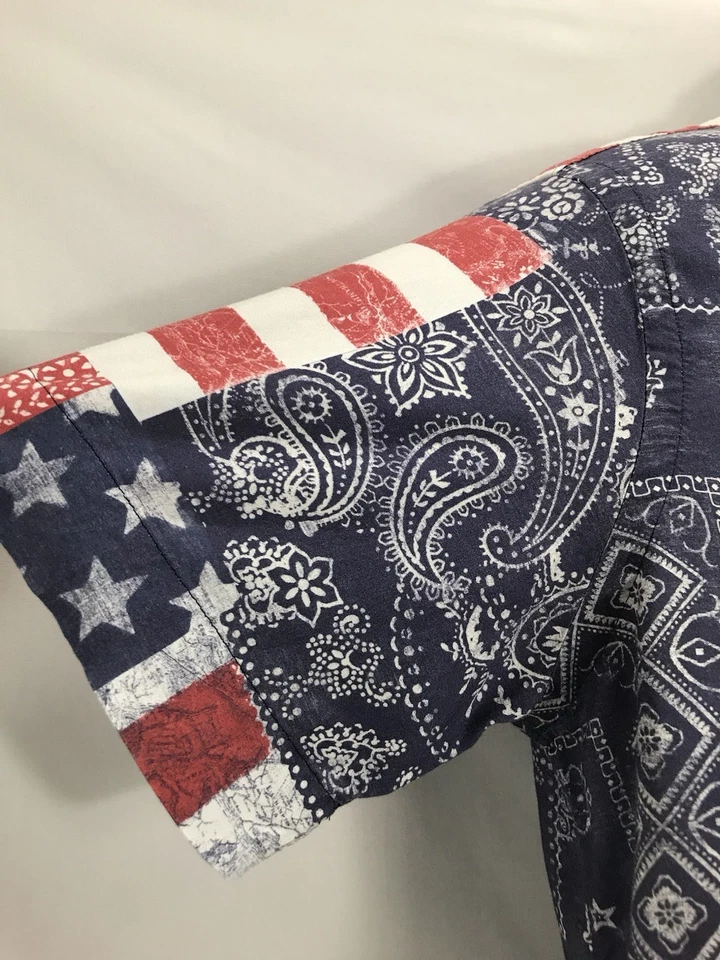 Рубашка мужская Polo Ralph Lauren средняя классическая с патриотическим флагом тусклая бандана лагерная петля - Изображение 4 из 4