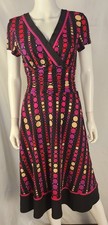 STUDIO I Women's 8 Midi Dress 40's Silhouette Dot-Stripe Indie/Retro/2000s/Y2K