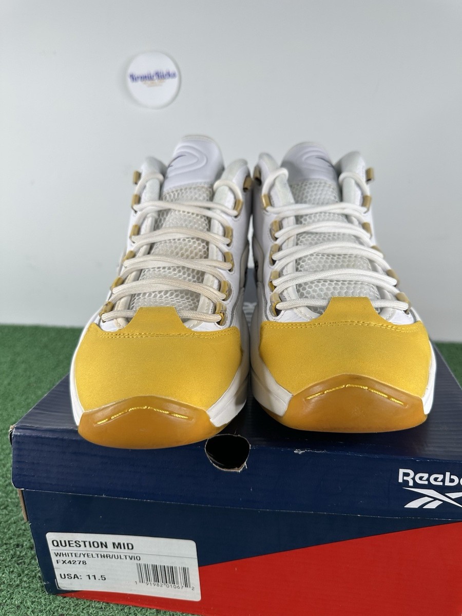 Size 11.5 Mens - Reebok Question Mid Yellow Toe Allen Iversons
