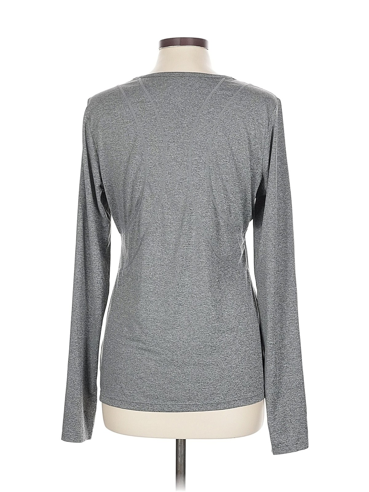 Reebok Women Gray Long Sleeve T-Shirt L thumbnail 2