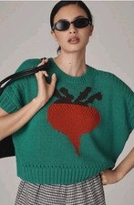 Suéter Anthropologie Maeve Penélope Nabo Remolacha Motivo Vegetal Suéter XL NUEVO CON ETIQUETAS